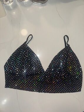 Bear Dance Black Sequin Bralette Top
